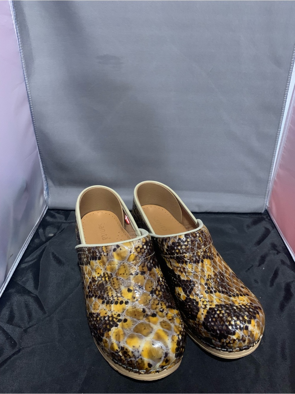 Women’s Sanita Professional Snakeskin Clogs